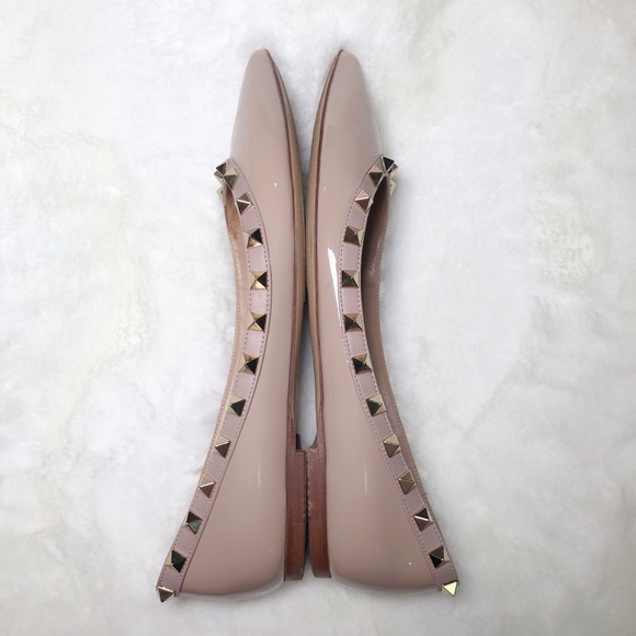 ❤️SOLD❤️Valentino rockstud balle flats nude 37.5 - Picture 3 of 9